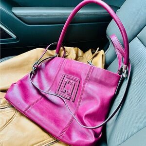 Liz Claiborne Purse Zipper closure w/ Outside Pocket  Deep Red